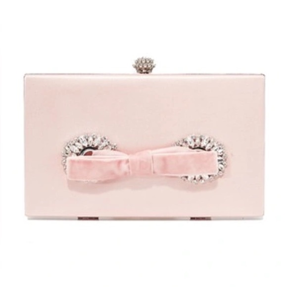 Badgley Mischka Elegant Light Pink Clutch with Rhinestone Accents - New in Box - Picture 1 of 10